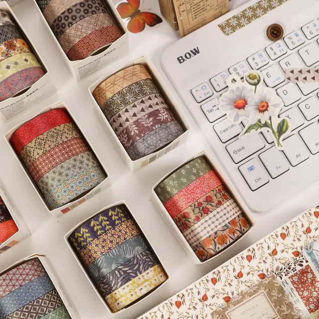 Alt view image 4 of 7 - Fantasy Washi Tape Set - 5 Rolls Texture Arts Adhesive Tapes Basic Patterns Decorative Masking Tape Sets for Craft, Kids, Scrapbook, DIY, Gift Wrapping (6-Summer Fields)