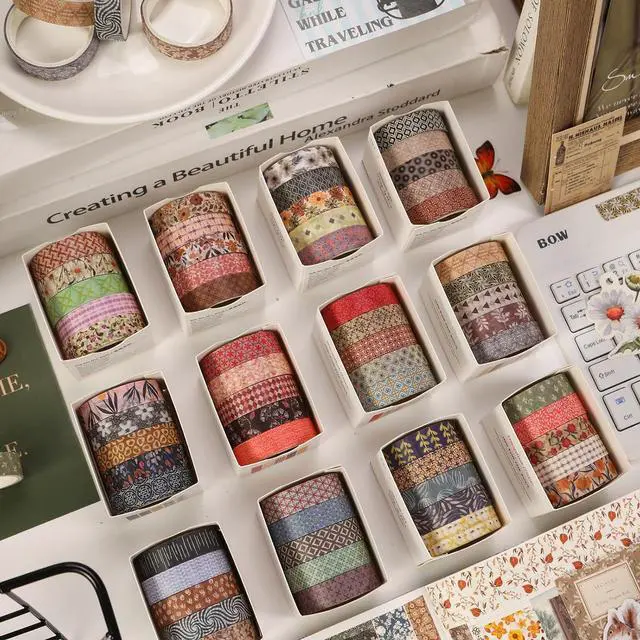 Alt view image 6 of 7 - Fantasy Washi Tape Set - 5 Rolls Texture Arts Adhesive Tapes Basic Patterns Decorative Masking Tape Sets for Craft, Kids, Scrapbook, DIY, Gift Wrapping (6-Summer Fields)