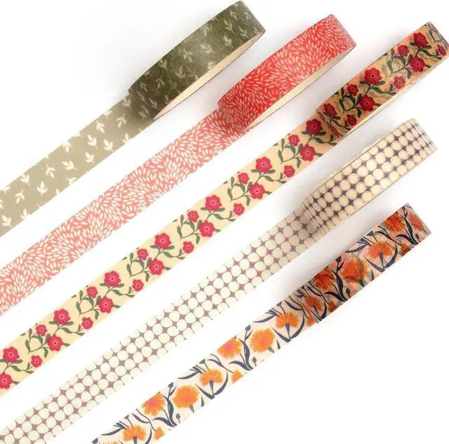 Alt view image 2 of 7 - Fantasy Washi Tape Set - 5 Rolls Texture Arts Adhesive Tapes Basic Patterns Decorative Masking Tape Sets for Craft, Kids, Scrapbook, DIY, Gift Wrapping (6-Summer Fields)