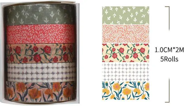 Alt view image 3 of 7 - Fantasy Washi Tape Set - 5 Rolls Texture Arts Adhesive Tapes Basic Patterns Decorative Masking Tape Sets for Craft, Kids, Scrapbook, DIY, Gift Wrapping (6-Summer Fields)