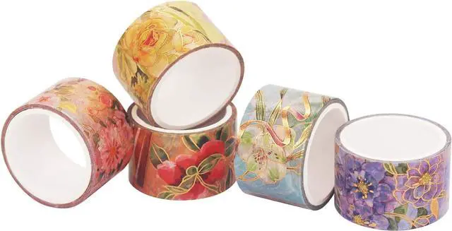 Alt view image 6 of 7 - YUBBAEX Blooming Washi Tape Set Gold Foil Masking Tape Peony Wide Decorative for Arts, DIY Crafts, Journal Supplies, Planners, Scrapbook, Card/Gift Wrapping -25mm- (Red Flowers)