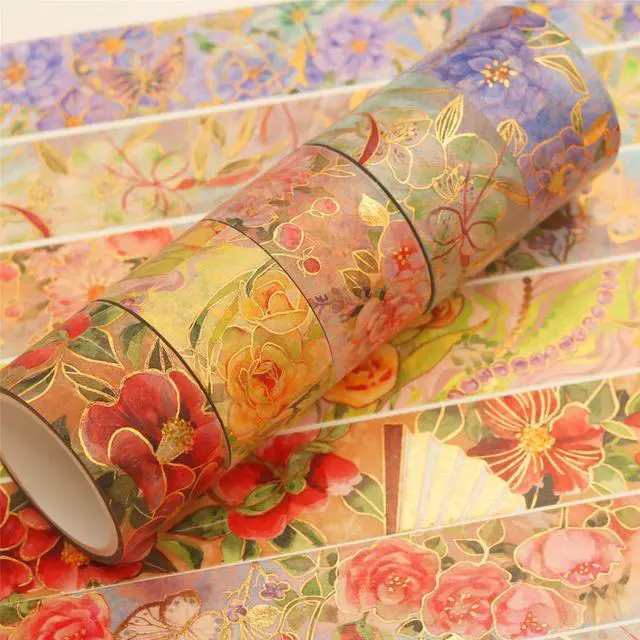 Alt view image 7 of 7 - YUBBAEX Blooming Washi Tape Set Gold Foil Masking Tape Peony Wide Decorative for Arts, DIY Crafts, Journal Supplies, Planners, Scrapbook, Card/Gift Wrapping -25mm- (Red Flowers)
