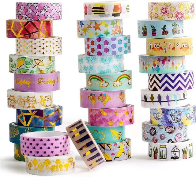 Main image of 30 Rolls Gold Foil Washi Tape - 15mm Wide Cute Masking Tape for Scrapbook, Bullet Journal, Planner, Arts & Crafts