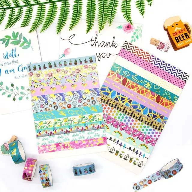 Alt view image 2 of 6 - 30 Rolls Gold Foil Washi Tape - 15mm Wide Cute Masking Tape for Scrapbook, Bullet Journal, Planner, Arts & Crafts