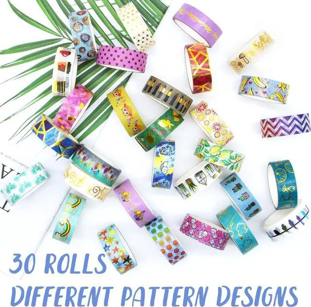 Alt view image 6 of 6 - 30 Rolls Gold Foil Washi Tape - 15mm Wide Cute Masking Tape for Scrapbook, Bullet Journal, Planner, Arts & Crafts