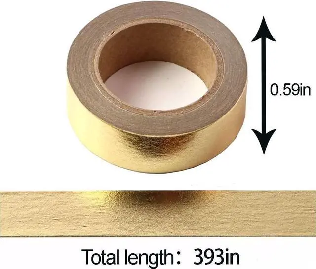 Alt view image 3 of 7 - Foil Washi Tape,2 Rolls 5/8" x 393 inches(15mm*10M) Washi Tape, Masking Tape Craft Supplies Tape for Scrapbooking DIY Craft DecorativeFoil Washi (Gold)