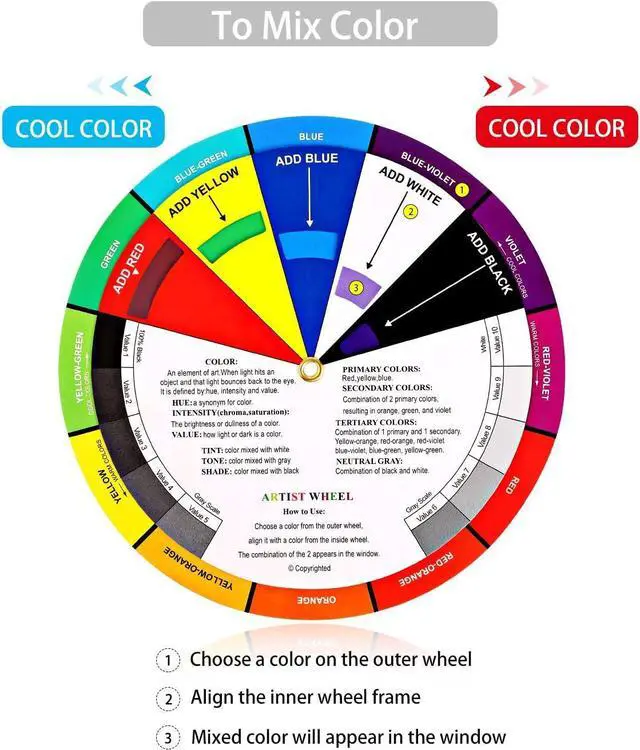 Alt view image 5 of 7 - Nezyo 4 Pcs Color Wheel Paint Mixing Learning Guide Art Class Teaching Tool | Color Wheels Makeup Blending Board Chart Mixed Guide Mix, 5.5 Inches, 9 Inches