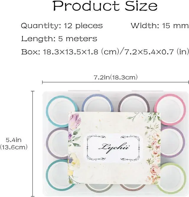 Alt view image 4 of 7 - Lychii 12 Rolls Washi Tape Set, 5M/16.4Ft Long Vintage Masking Tape, 15mm | Gold Foil Decorative Tape, Glitting Oriental Aesthetic Journaling Supplies for Planner, Bujo, Artistic Projects, DIY
