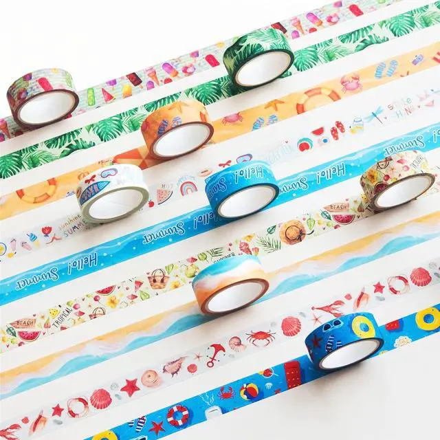 Alt view image 2 of 7 - YUBBAEX 10 Rolls Four Seasons Washi Tape Set Beach Ice Cream Masking Decorative Tapes (Summer)