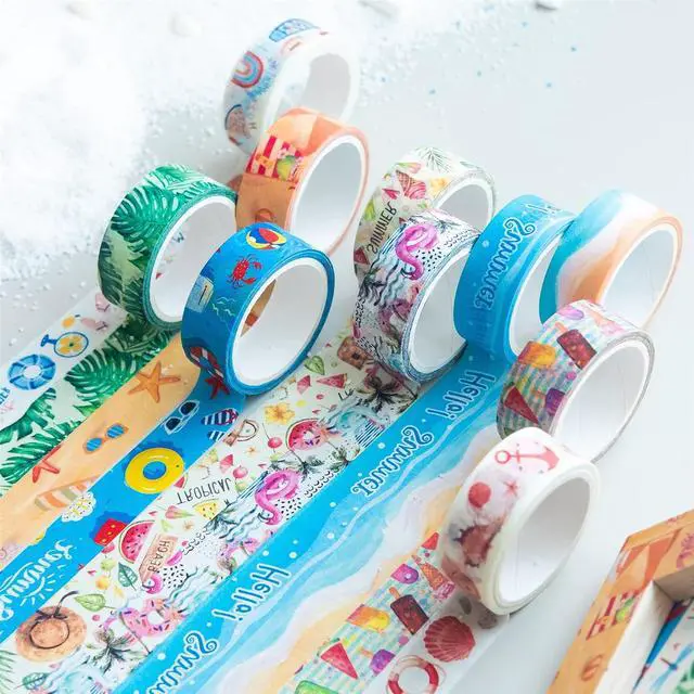 Alt view image 5 of 7 - YUBBAEX 10 Rolls Four Seasons Washi Tape Set Beach Ice Cream Masking Decorative Tapes (Summer)