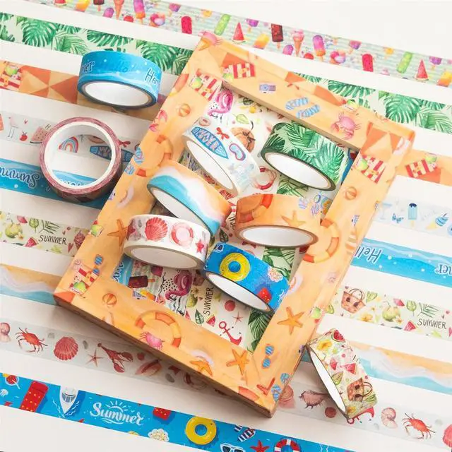 Alt view image 4 of 7 - YUBBAEX 10 Rolls Four Seasons Washi Tape Set Beach Ice Cream Masking Decorative Tapes (Summer)