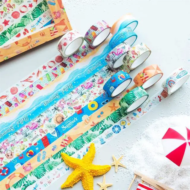 Alt view image 7 of 7 - YUBBAEX 10 Rolls Four Seasons Washi Tape Set Beach Ice Cream Masking Decorative Tapes (Summer)