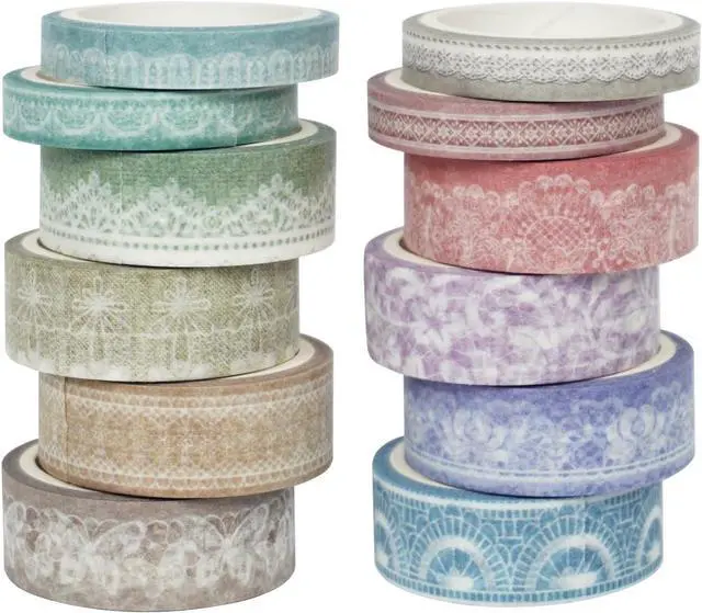 Main image of Lace Patterns Washi Tape Set 12 Rolls Decorative Paper Sticker | for Planner Scrapbook Journal DIY Arts Craft