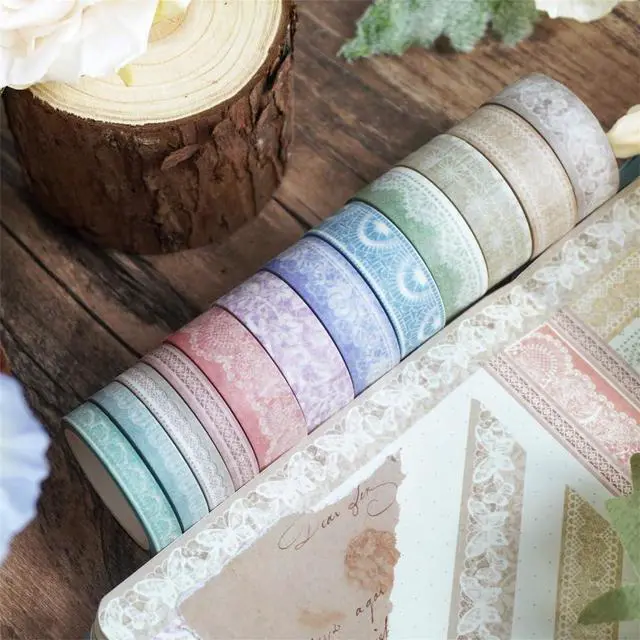 Alt view image 5 of 7 - Lace Patterns Washi Tape Set 12 Rolls Decorative Paper Sticker | for Planner Scrapbook Journal DIY Arts Craft