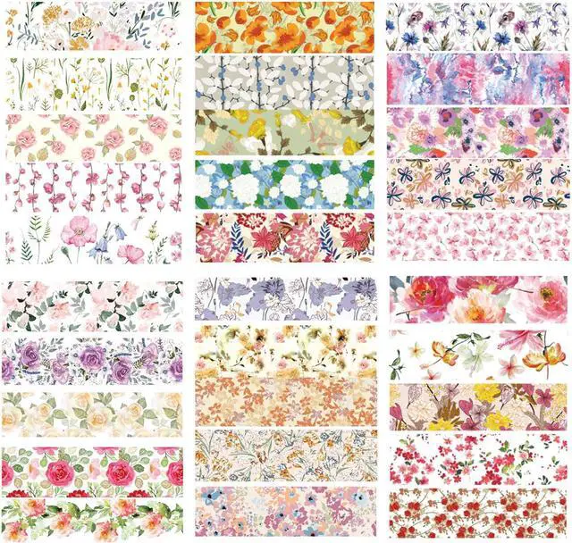 Alt view image 4 of 7 - Flowers Washi Tape Set 30 Rolls Floral Patterns Decorative Skinny Slim Masking Tapes for Arts, DIY Crafts, Journals, Planners, Scrapbook, Wrapping (Blossoms Flourish)