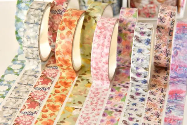 Alt view image 5 of 7 - Flowers Washi Tape Set 30 Rolls Floral Patterns Decorative Skinny Slim Masking Tapes for Arts, DIY Crafts, Journals, Planners, Scrapbook, Wrapping (Blossoms Flourish)