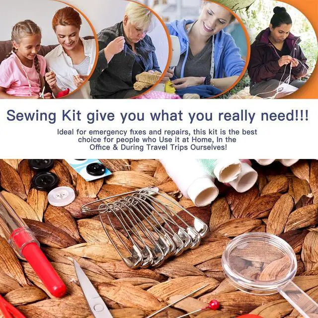 Alt view image 3 of 6 - JUNING Sewing Kit with Case Portable Sewing Supplies for Mom Grandma Women Men Teen Girls Boys Home Traveler, Adults, Beginner, Emergency, Contains Thread, Scissors, Needles,Measuring Tape and More