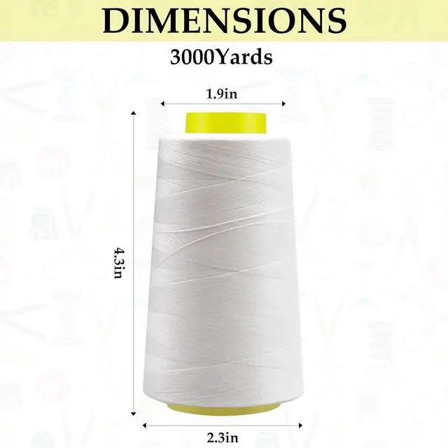Alt view image 2 of 7 - Serger Thread - 4 Cones x 3000 Yards (12,000 Yards Total) | 40S/2 Polyester All-Purpose Thread for Sergers, Overlock Machines, Quilting & Handcrafts (4 Yellow)