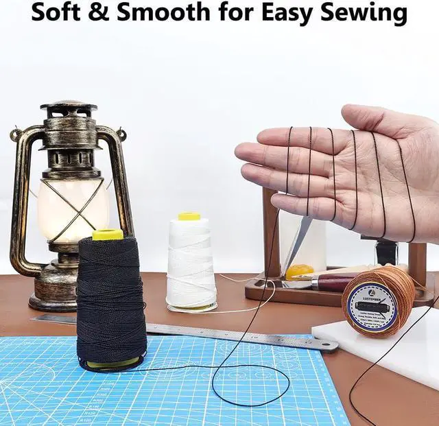 Alt view image 4 of 6 - LUSTEMBER Heavy Duty Sewing Thread, 3 Rolls x 656 ft Extra Strong Upholstery Thread, Smooth Nylon Thread for Leather, Canvas, Outdoor Gear, Shoes (Black, White, Brown)