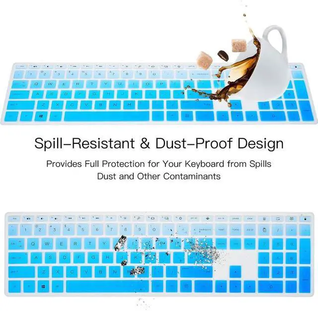 Alt view image 7 of 7 - Keyboard Cover for HP Pavilion 27 All in One PC 27-xa0014/27 Xa0055Ng/0370Nd/0076Hk/0010Na, HP Pavilion 24-inch 24-xa0020 Xa0002A Xa0032 xa0013w, HP Pavilion All in One Keyboard Cover, Ombre Blue