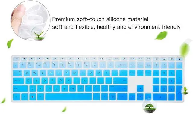 Alt view image 6 of 7 - Keyboard Cover for HP Pavilion 27 All in One PC 27-xa0014/27 Xa0055Ng/0370Nd/0076Hk/0010Na, HP Pavilion 24-inch 24-xa0020 Xa0002A Xa0032 xa0013w, HP Pavilion All in One Keyboard Cover, Ombre Blue