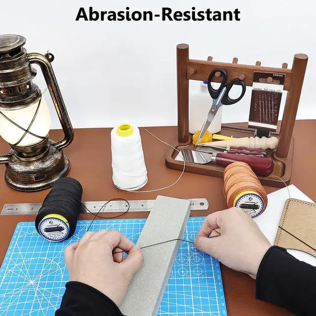 Alt view image 5 of 6 - LUSTEMBER Heavy Duty Sewing Thread, 3 Rolls x 656 ft Extra Strong Upholstery Thread, Smooth Nylon Thread for Leather, Canvas, Outdoor Gear, Shoes (Black, White, Brown)