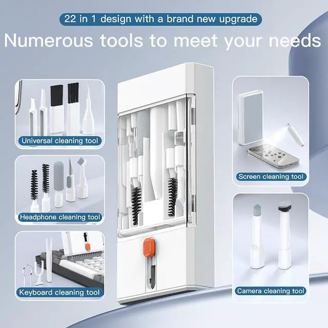 Alt view image 7 of 7 - 22 in 1 Precision Cleaning Kit Professional Electronic Cleaning kit Cleaning Tools for Phone, airPods Headset, Keyboards, Cameras, Laptop & More