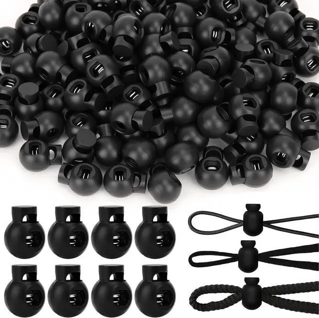 Main image of Hysagtek Plastic Cord Locks for Drawstrings Shoelaces, 100 Pcs Adjustable Round Cord Stops for Paracord, Backpacks