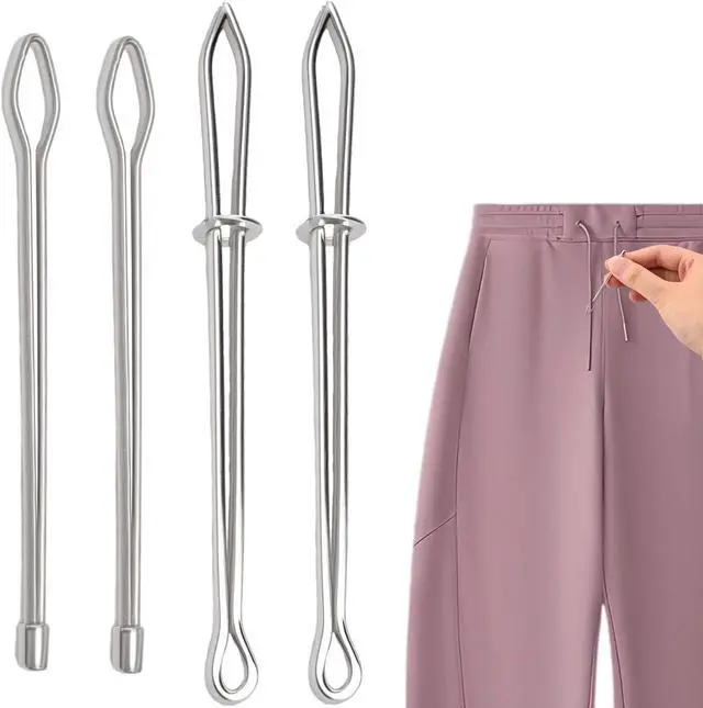 Main image of 4 Pcs Bodkin Sewing Tool Rope Threader Clip Draw String Threader Tool Ezy-Pull Drawstring Tweezers Cording Elastic DIY Puller Easy Quick Insert for Sweatpants Hoodies Swim Trunks Sweatpant Pants
