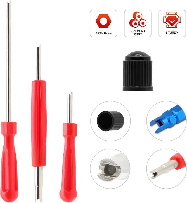 Alt view image 2 of 7 - Valve Stem Removal Tool - 20Pcs Valve Cores, 10Pcs Tire Valve Caps, 4-Way Valve Tool, Valve Core Remover Tool By ZHSMS(35 PCS)