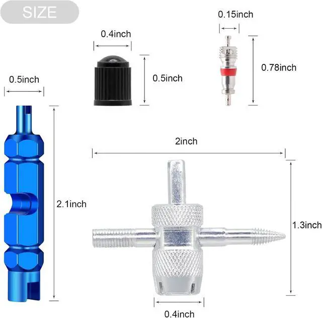 Alt view image 3 of 7 - Valve Stem Removal Tool - 20Pcs Valve Cores, 10Pcs Tire Valve Caps, 4-Way Valve Tool, Valve Core Remover Tool By ZHSMS(35 PCS)