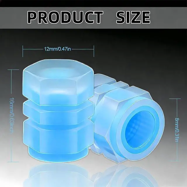 Alt view image 2 of 7 - 20 Pcs Glow in The Dark Tire Valve Caps (Blue) | Fluorescent Tire Valve Stem Caps Cool Car Present for Universal Decoration Accessories for Car