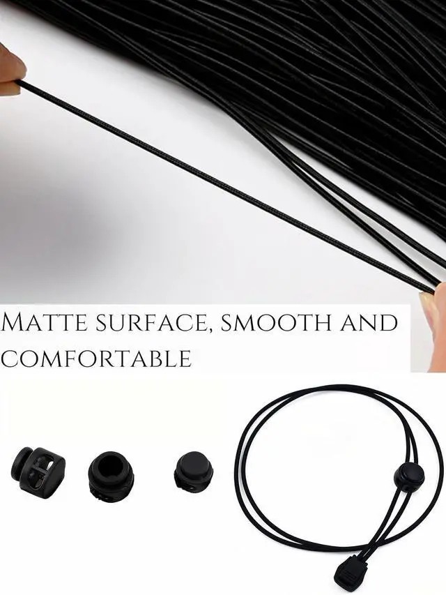 Alt view image 4 of 6 - Elastic Cord Set,40 Plastic Cord Locks,with 3mm Elastic Cord, Non-Slip Cord Toggle,Adjustable Buckle, Suitable for Shoes and Clothing for Drawstrings,Elastic Shoes, Sweatpants,Hoodies,and Cord Clips.