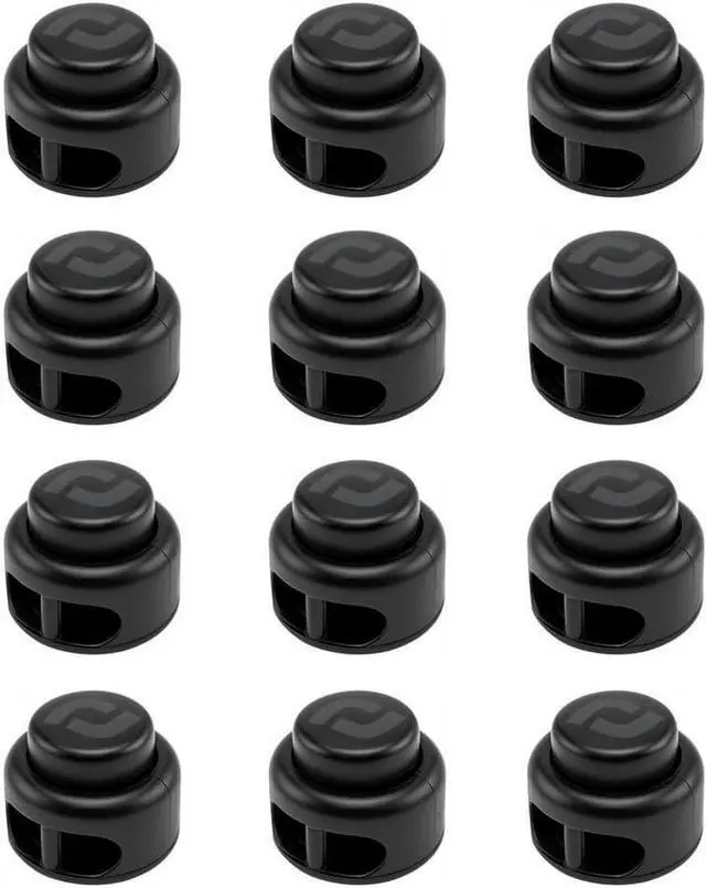 Main image of RJ-Sport Shoe Lace Tie Locks for Kids and Adults | Spring Loaded, Double Hole Bungee Cord Stoppers, Drawstring Lace Clasps for No Tie Elastic Shoelaces Replacement