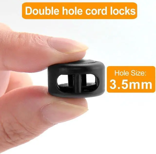 Alt view image 2 of 7 - RJ-Sport Shoe Lace Tie Locks for Kids and Adults | Spring Loaded, Double Hole Bungee Cord Stoppers, Drawstring Lace Clasps for No Tie Elastic Shoelaces Replacement
