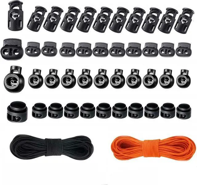 Main image of Elastic Cord Set,40 Plastic Cord Locks,with 3mm Elastic Cord, Non-Slip Cord Toggle,Adjustable Buckle, Suitable for Shoes and Clothing for Drawstrings,Elastic Shoes, Sweatpants,Hoodies,and Cord Clips.