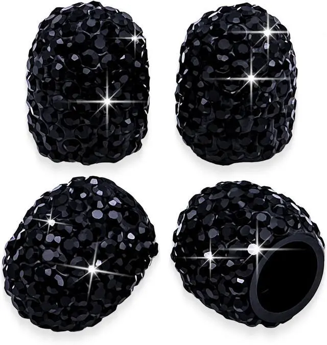 Main image of 4PCS Bling Crystal Diamond Tire Stem Valve Caps, Dustproof Car Wheel Tire Valve Caps Universal Tire Valve Stem Covers for Cars, SUV, Trucks, Bikes, Motorcycles, Bicycles (Black)