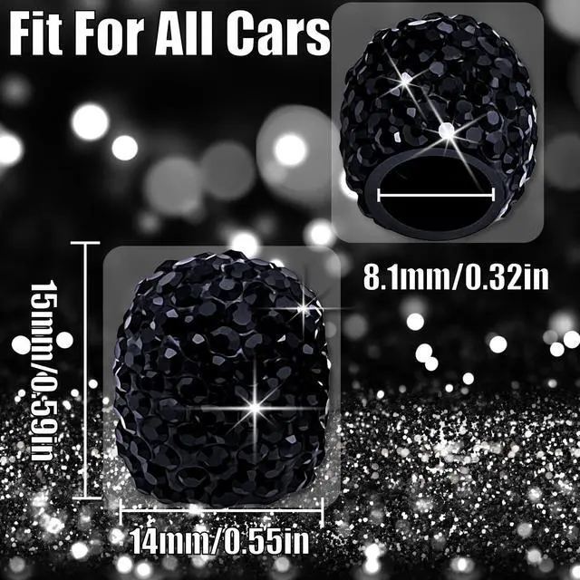 Alt view image 2 of 6 - 4PCS Bling Crystal Diamond Tire Stem Valve Caps, Dustproof Car Wheel Tire Valve Caps Universal Tire Valve Stem Covers for Cars, SUV, Trucks, Bikes, Motorcycles, Bicycles (Black)