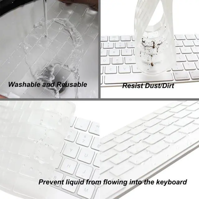 Alt view image 4 of 7 - ProElife Ultra Thin Silicone Keyboard Protector Cover Skin for Apple Magic Keyboard & Magic Keyboard 2 (U.S Version, Model: MLA22L/A-A1644, Without Numeric Keypad) (Transparent)