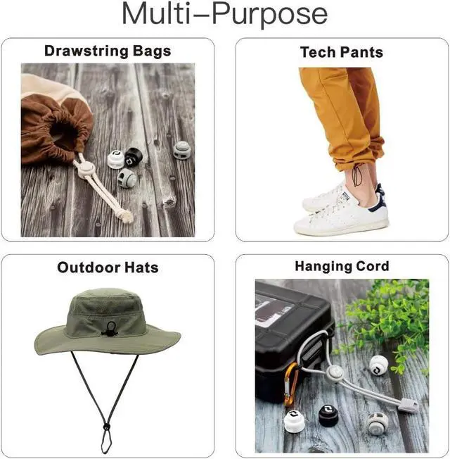 Alt view image 5 of 7 - RJ-Sport Shoe Lace Tie Locks for Kids and Adults | Spring Loaded, Double Hole Bungee Cord Stoppers, Drawstring Lace Clasps for No Tie Elastic Shoelaces Replacement