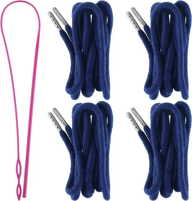 Main image of Jetec 4 Pack Drawstring Cords Replacement Drawstrings, Navy Blue | Aglets Pre-tipped with Easy Threader, Fits Sweatpants Shorts Jackets Hoodies Pants, Round Braided Drawstring Cord Replacement