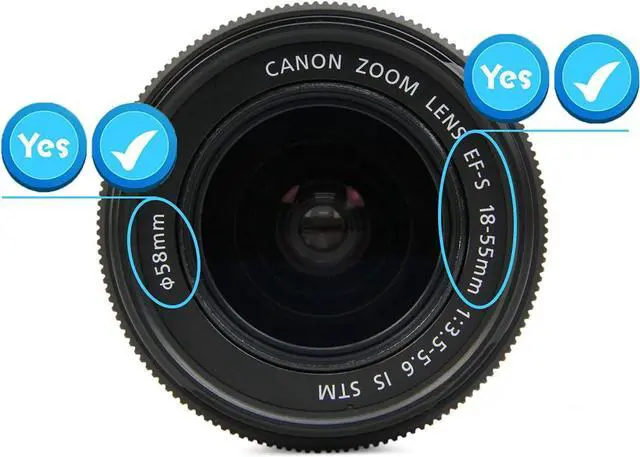 Alt view image 3 of 5 - 58mm Lens Cap Cover for Canon EF-S 18-55mm T7 T6 T5 T8i T7i T6s T6i T5i T4i | Rebel T3i T2i T1i SL3 SL2 SL1 4000D &More Compatible with Canon 18-55mm f/3.5-5.6 IS II / STM / f/4-5.6 IS STM