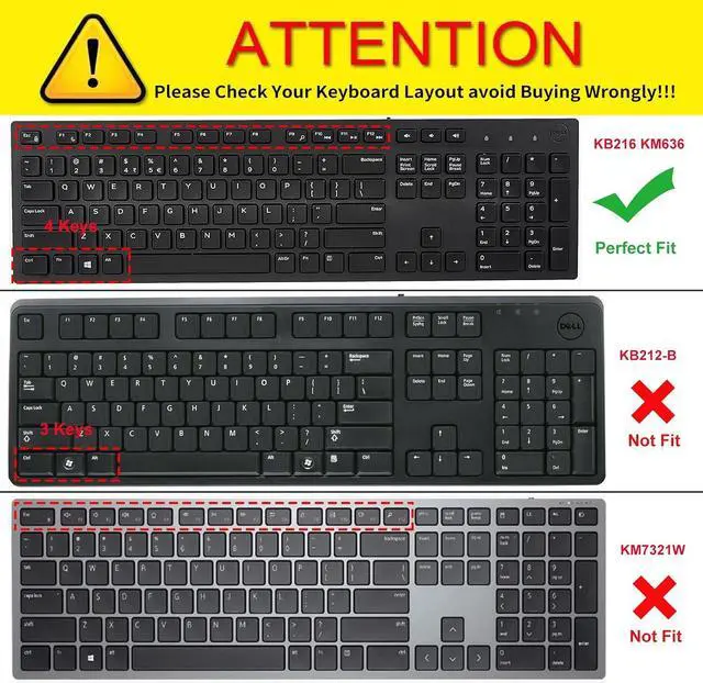 Alt view image 2 of 7 - Keyboard Cover for Dell KB216 KB216b KB216t KB216d KB216p Wired & KM636 & Dell Optiplex 5250 3050 3240 5460 7450 7050 & Dell Inspiron AIO 3475/3670/3477 All-in one Desktop Keyboard Protector -Clear