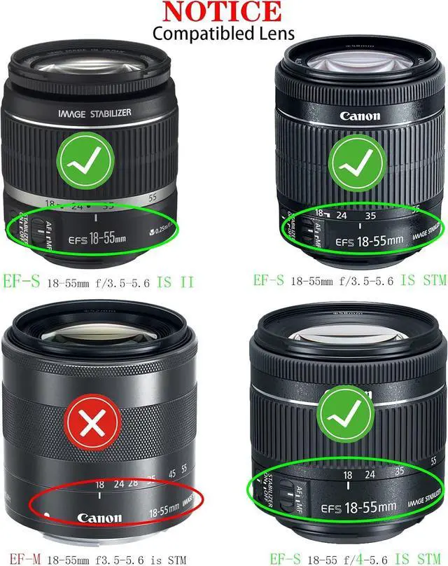 Alt view image 2 of 5 - 58mm Lens Cap Cover for Canon EF-S 18-55mm T7 T6 T5 T8i T7i T6s T6i T5i T4i | Rebel T3i T2i T1i SL3 SL2 SL1 4000D &More Compatible with Canon 18-55mm f/3.5-5.6 IS II / STM / f/4-5.6 IS STM