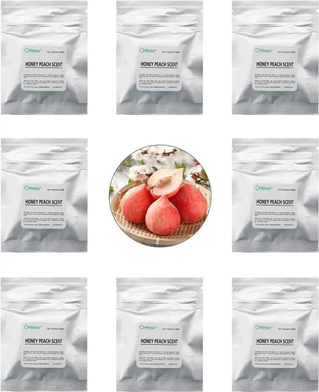 Main image of ORIESSE 32pcs Honey Peach Car Air Freshener Refill Fragrance Tablets | 8 Pack Peach Car Scents Pads for Air Freshener Vent Clips,1.7cm/0.7inches Diameters Aromatherapy Pads