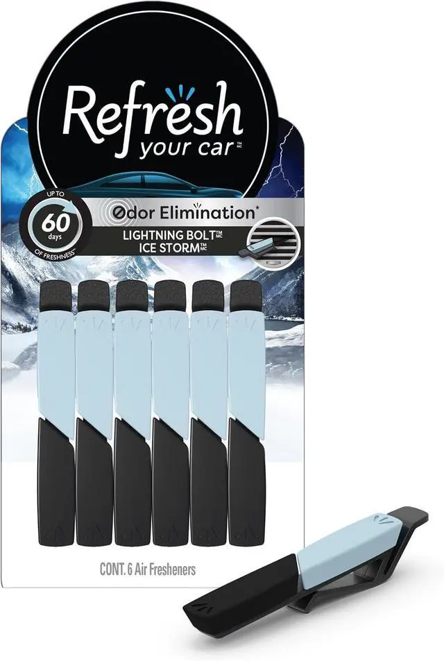 Main image of Refresh Your Car! Auto Vent Sticks (Lightning Bolt/Ice Storm Dual Scent, Pack of 6)