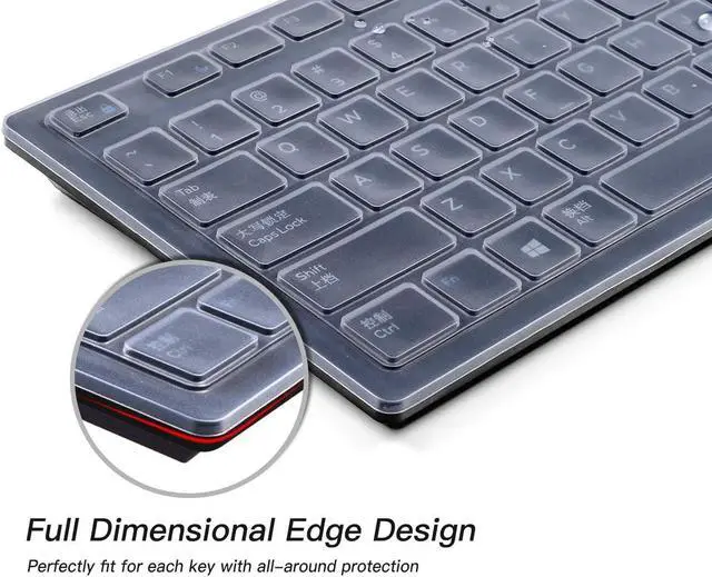 Alt view image 3 of 7 - Keyboard Cover for Dell KB216 KB216b KB216t KB216d KB216p Wired & KM636 & Dell Optiplex 5250 3050 3240 5460 7450 7050 & Dell Inspiron AIO 3475/3670/3477 All-in one Desktop Keyboard Protector -Clear