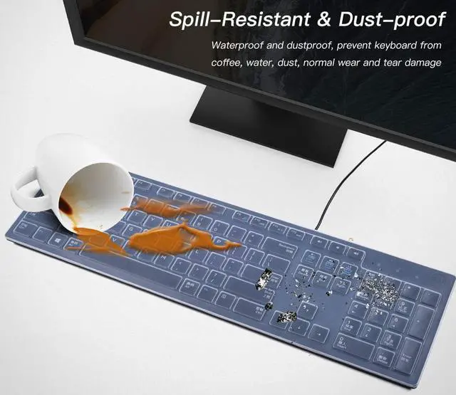 Alt view image 6 of 7 - Keyboard Cover for Dell KB216 KB216b KB216t KB216d KB216p Wired & KM636 & Dell Optiplex 5250 3050 3240 5460 7450 7050 & Dell Inspiron AIO 3475/3670/3477 All-in one Desktop Keyboard Protector -Clear