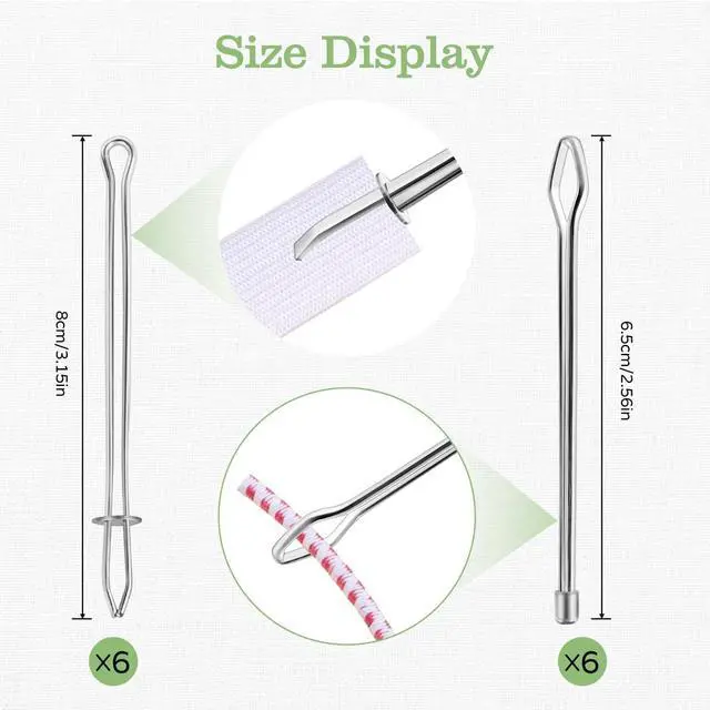 Alt view image 2 of 7 - AUUTI 12 Pcs Metal Drawstring Threader Tool with Clip | Easy Quick Insert Drawstring Bodkin Sewing Tool for Elastic, Sweatpants,Hoodies,Swim StringDIY Rope Threader