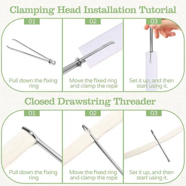 Alt view image 3 of 7 - AUUTI 12 Pcs Metal Drawstring Threader Tool with Clip | Easy Quick Insert Drawstring Bodkin Sewing Tool for Elastic, Sweatpants,Hoodies,Swim StringDIY Rope Threader